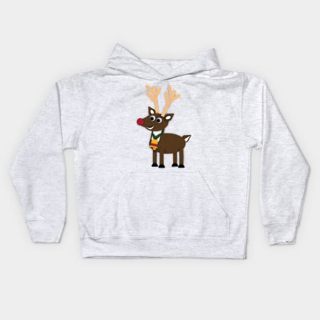 Christmas Felt Reindeer Kids Hoodie by LMHDesigns